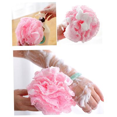 5Pcs Mesh Pouf Shower Ball Thicken Soft Bath Sponge with Lace Edging Exfoliating Body Scrubber for Gentle Cleansing Mixed Colors for Daily Use