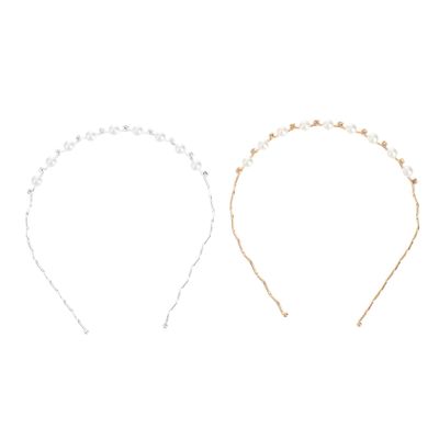 2Pcs Elegant Crystal Pearl Headband Silver Hair Accessories for Women for Weddings Parties and Everyday Wear Adds Charm and Style to Any Look