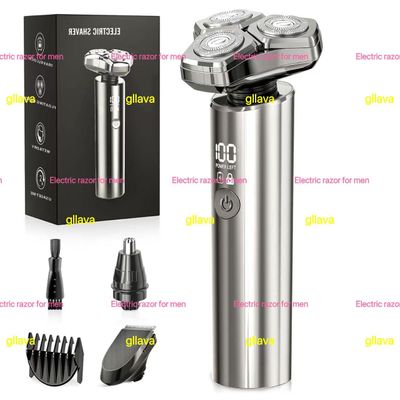 Electric Razor for Men10,000RPM High-Speed Motor, IPX8 Waterproof, USB Fast Charging, 5-Min Quick Charge & Travel Lock (Silver)