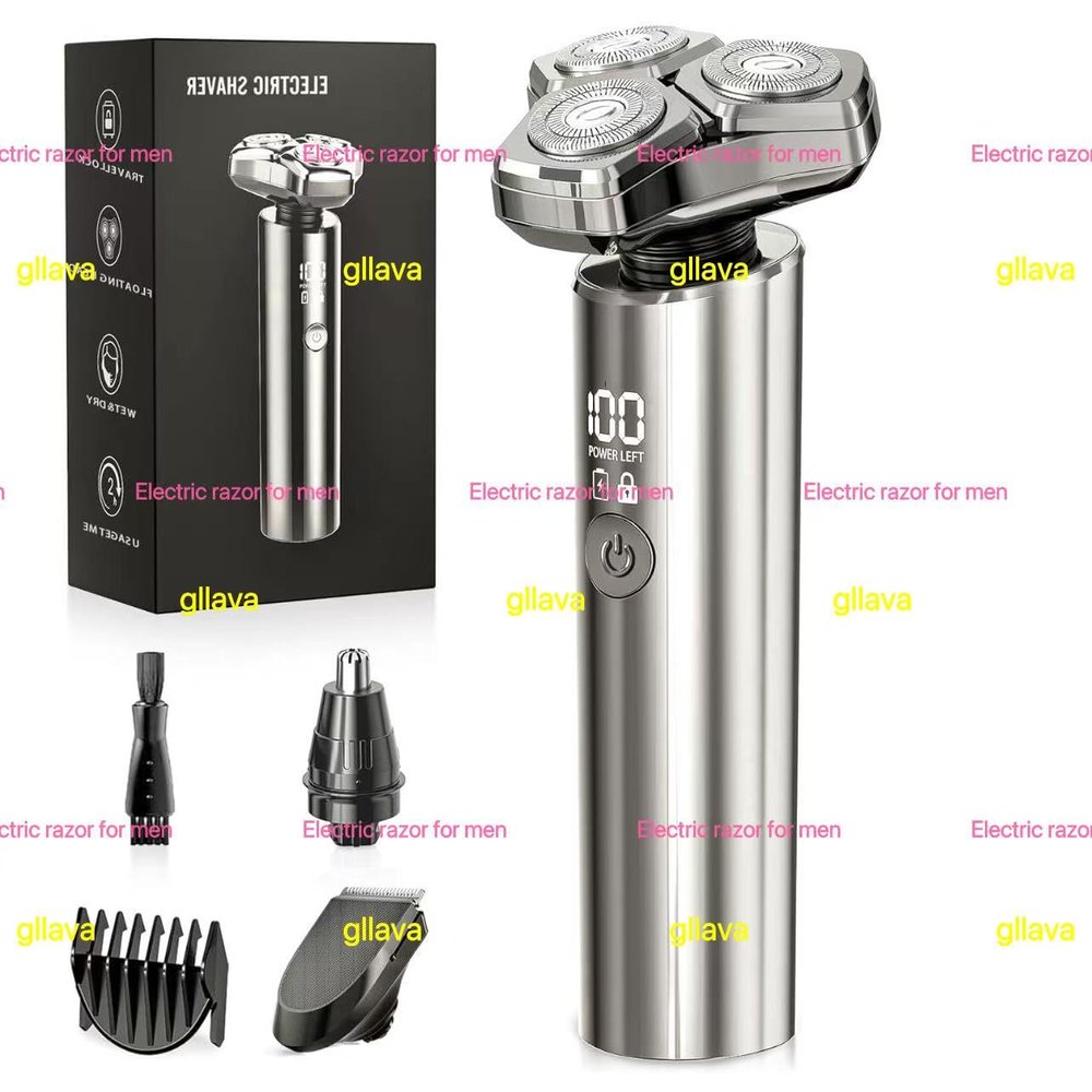 Electric Razor for Men10,000RPM High-Speed Motor, IPX8 Waterproof, USB Fast Charging, 5-Min Quick Charge & Travel Lock (Silver)