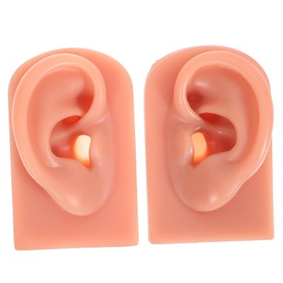 2Pcs Silicone Ear Piercing Models for Practice and Training Realistic Artificial Ear Teaching Supplies for Students and Professionals Reusable and Durable Design