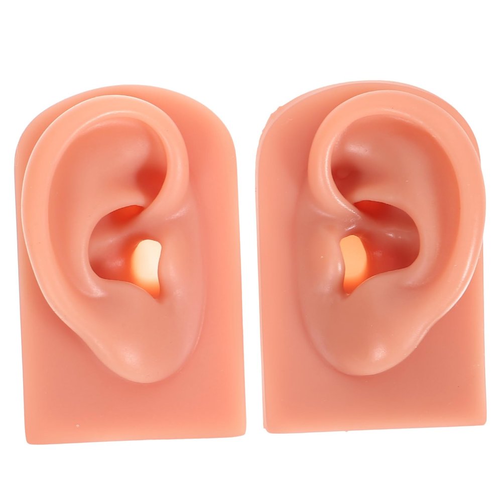 2Pcs Silicone Ear Piercing Models for Practice and Training Realistic Artificial Ear Teaching Supplies for Students and Professionals Reusable and Durable Design