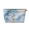 IRIHISKY Cosmetic Bag Pastel Blue Marble White Liquid Makeup Pouch Travel Toiletry Organizer Zipper Waterproof for Women view 1