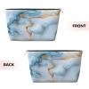 IRIHISKY Cosmetic Bag Pastel Blue Marble White Liquid Makeup Pouch Travel Toiletry Organizer Zipper Waterproof for Women view 2