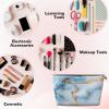 IRIHISKY Cosmetic Bag Pastel Blue Marble White Liquid Makeup Pouch Travel Toiletry Organizer Zipper Waterproof for Women view 3