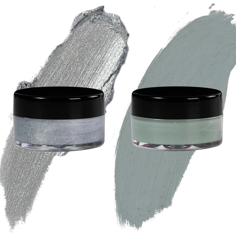 7V HOME BEAUTY Grey Eyeshadow Cream, Blendable Smooth 2pcs Matte and Shimmer Grey Creamy Eyeshadow