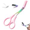 Eyebrow Trimmer Scissor, New 2 in 1 Eyebrow Scissors with Comb, Non-Slip Stainless Steel Eyebrow Trimming Scissors, Eyebrow Cutter Hair Removal Eyebrow Scissor Makeup Tool for Women Men (Pink) view 1