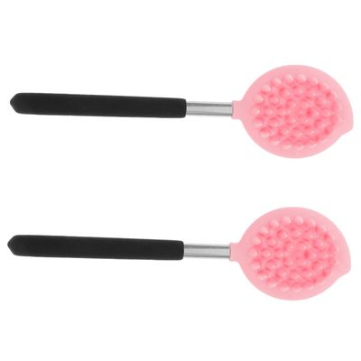 2Pcs Long Handled Bath Shower Brush Soft Silicone Exfoliating Body Scrubber for Maximum Comfort Ergonomic Back Brush with Dual Side Texture for Relaxing Shower