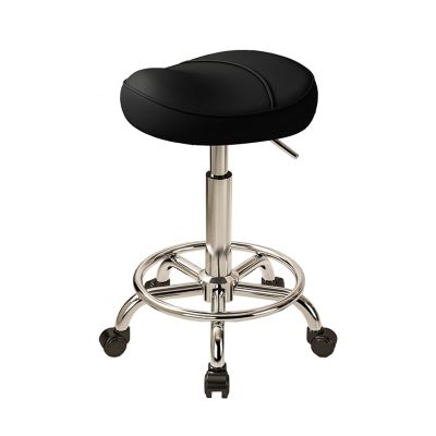 PU Leather Saddle Stool, Ergonomic Swivel Rolling Chair, Heigh Adjustable Stool, Small Rolling Chair for Message, Salon, Clinic, BeatutyHome Office, Tattoo (Black)