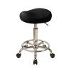 PU Leather Saddle Stool, Ergonomic Swivel Rolling Chair, Heigh Adjustable Stool, Small Rolling Chair for Message, Salon, Clinic, BeatutyHome Office, Tattoo (Black) view 1