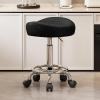 PU Leather Saddle Stool, Ergonomic Swivel Rolling Chair, Heigh Adjustable Stool, Small Rolling Chair for Message, Salon, Clinic, BeatutyHome Office, Tattoo (Black) view 2