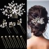 10 pcs Bride Hair Pins Rhinestone Bridal Hair Piece for Women Crystal Hair Accessories for Bride Bridesmaids Flower Girls(Gold) view 1