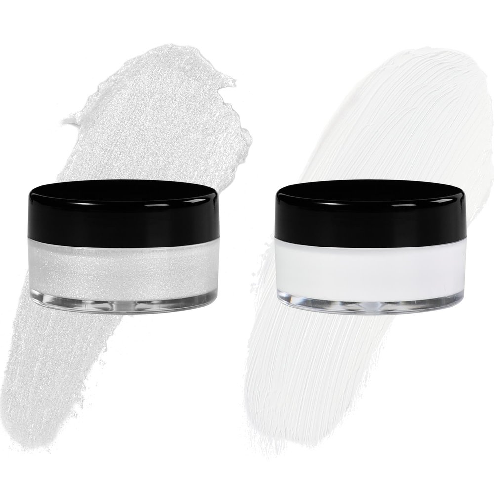 7V HOME BEAUTY White Eyeshadow Cream, Blendable Smooth 2pcs Matte and Shimmer White Creamy Eyeshadow