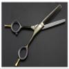 5.5-Inch Professional Hair Cutting Shears Set, Black Two-Tailed Hairdressing Scissors & Thinning for Barbers and Home Use view 2