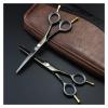 5.5-Inch Professional Hair Cutting Shears Set, Black Two-Tailed Hairdressing Scissors & Thinning for Barbers and Home Use view 4
