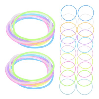 100Pcs Luminous Silicone Hair Tie Bracelets Glow the Dark Retro Disco Wristbands for Women Vibrant Colors for Parties and Everyday Use Durable and Stylish Accessory