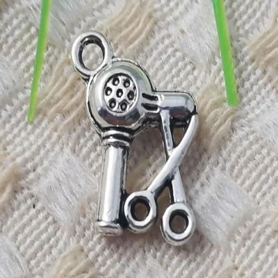 192 Pcs Tibetan Silver Electric Hair Drier Scissors 16x10MM S5123