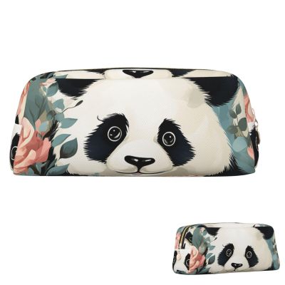 SDTYKHJ Pencil Case Lovely Panda Printed Big Pencil Bag Portable Coin Pouch Aesthetic Cosmetic Bag Leather Makeup Bag