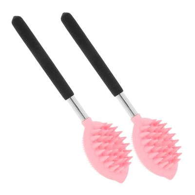 2Pcs Long Handle Silicone Body Scrubber for Shower Versatile Back Scrubber Brush for Bathing Comfortable Skin Exfoliating Tool for All Body Parts for Hard to Reach