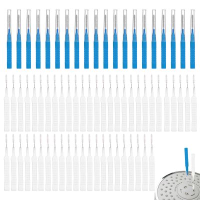 70pcs Shower Head Cleaner Tool Kit, 2 Designs Bathroom Small Hole Shower Head Cleaning Brushes & Multi-Size Picks for Tiny Nozzle Gaps Deep Clean Unclogging Brush Set