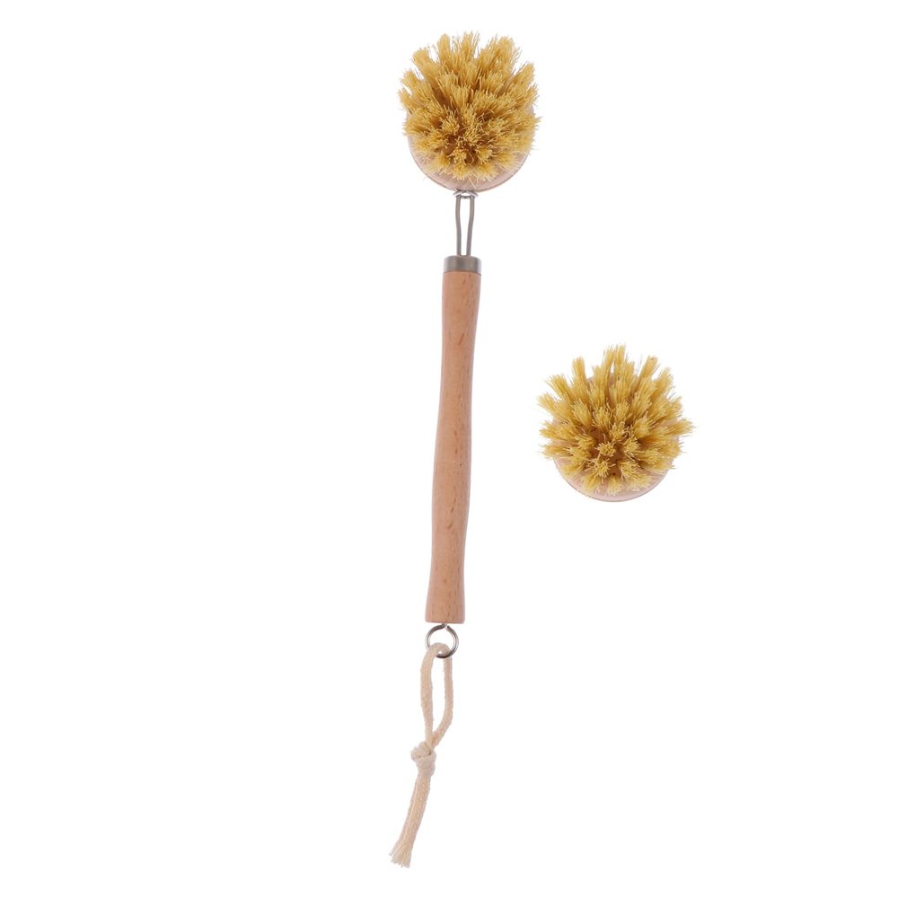 2Pcs Long Handle Body Cleaning Brush Exfoliating Shower Scrubber with Natural Palm Handle and Jute Pet Bristles Safe for Delicate Skin for Bathing and Back