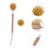 2Pcs Long Handle Body Cleaning Brush Exfoliating Shower Scrubber with Natural Palm Handle and Jute Pet Bristles Safe for Delicate Skin for Bathing and Back view 4