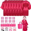 32 Pcs Spa Party Supplies, Featuring 8 Satin Kimono Robes, 8 Spa Headbands, 8 Disposable Foam Slippers, And 8 Tote Bags For Little Ones' Pedicure Or Sleepover Parties, view 1