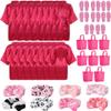 32 Pcs Spa Party Supplies, Featuring 8 Satin Kimono Robes, 8 Spa Headbands, 8 Disposable Foam Slippers, And 8 Tote Bags For Little Ones' Pedicure Or Sleepover Parties, view 3