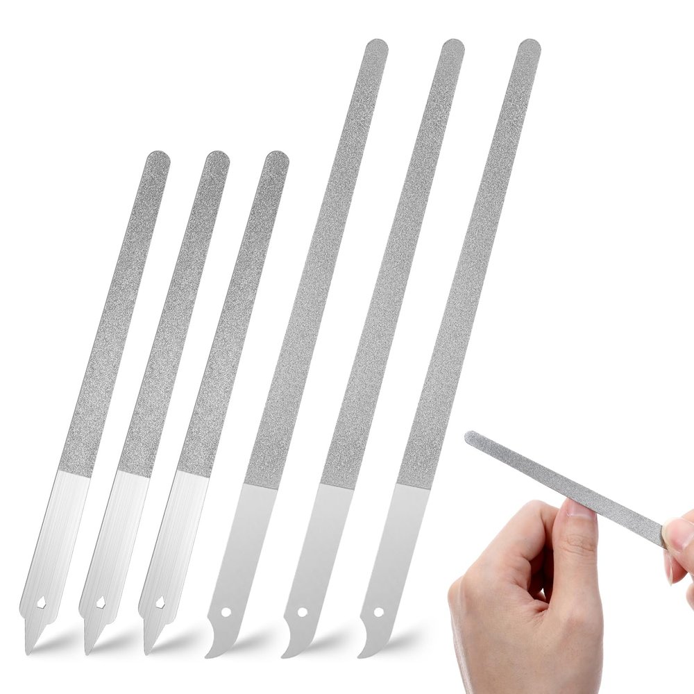 6 Pcs Diamond Nail File, Double Sided Diamond Deb Nail File with Curved and Sharp Pointed Tip for Natural Nails, Manicure Pedicure Tools for Salon Home