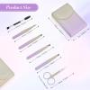 6 PCS Tweezers Set for Women, Eyebrow Tweezers Set with Curved Scissor for Ingrown Hair, Plucking Daily Beauty Tool with Leather Travel Case for Gifts (Gradient Purple) view 2