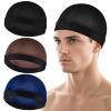 3Pcs Wave Cap Silky Satin Sleeping Shower Caps Soft Breathable Hair Wrap Hair Bonnet Elastic Band Caps for Sleep Unisex Beanie Cap Beanies Hats Shower for Men Women Athletes Hip-hop Lovers view 1