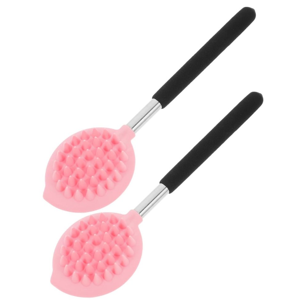 2Pcs Long Handle Silicone Bath Brush Ergonomic Back Scrubber for Shower Soft Exfoliating Body Brush for Maximum Comfort Versatile Wet and Dry Use for Bathroom Decor