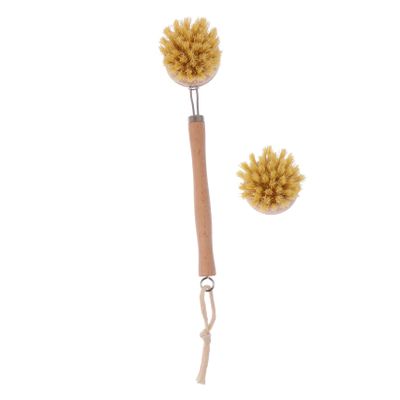 2Pcs Long Handle Body Cleaning Brush Natural Bristle and Wooden Design for Exfoliating and Back Massage for Wet and Dry Brushing Promotes and Skin Health