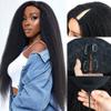 Goulus Kinky Straight V Part Wig Human Hair 14 Inch V Part Wig For Women with Drawstring 180% Density Upgrade Glueless U Part Wig No Leave Out No Sew In Kinky Straight Human Hair Wigs Natural Black view 1