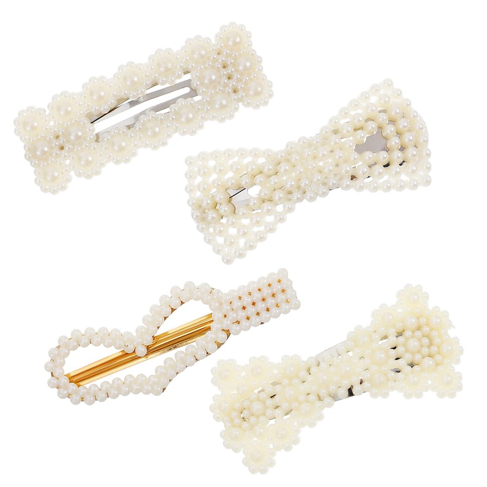 5Pcs Pearl Hair Accessories, Pearl Hair Clips, Snap Large Hairs Clips Pins Barrette Ties Hairs, French Pearls Pins, Elegant Pearls Bobby Pin, Sweet Bride Headwear For Girls Women Christmas Wedding