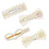 5Pcs Pearl Hair Accessories, Pearl Hair Clips, Snap Large Hairs Clips Pins Barrette Ties Hairs, French Pearls Pins, Elegant Pearls Bobby Pin, Sweet Bride Headwear For Girls Women Christmas Wedding view 1