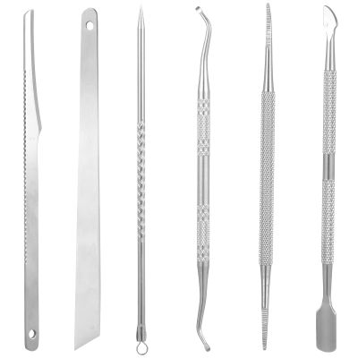 6Pcs Ingrown Toenail Tool, Toenail File and Lifters, Nail File Lifter Pusher, Spoon Nails Cleaner Manicure Tools, Metal Cuticle Pusher And Scraper, Under Nail Cleaner Tools Pain Relief