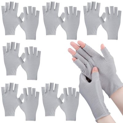 Geyoga 6 Pairs Fingerless Moisturizing Gloves Eczema Cotton Gloves for Adults Half Finger Touchscreen Lotion Overnight Dry Hands for Women Sleeping (Classical,Grey)