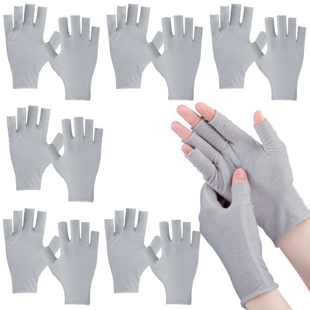 Geyoga 6 Pairs Fingerless Moisturizing Gloves Eczema Cotton Gloves for Adults Half Finger Touchscreen Lotion Overnight Dry Hands for Women Sleeping (Classical,Grey)