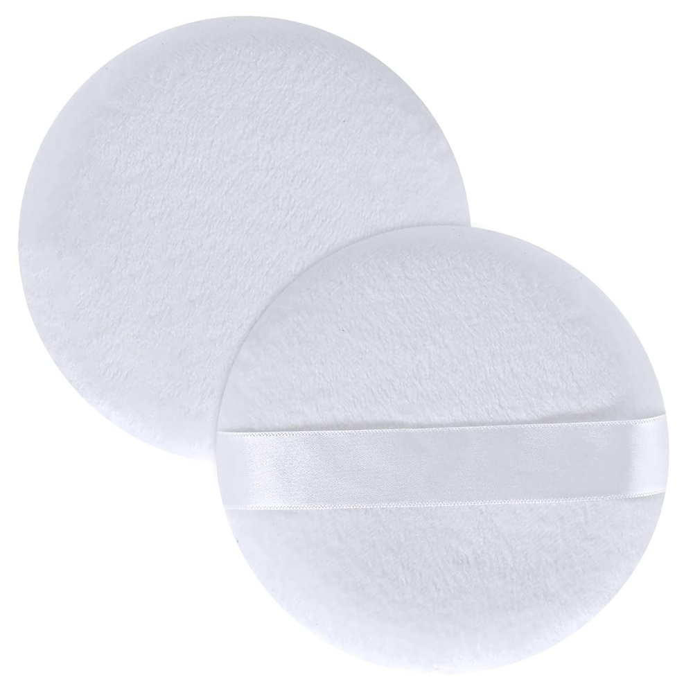 2pcs 4.13 Inch Powder Puffs Large Loose body powder puff, White Soft Velour makeup puff