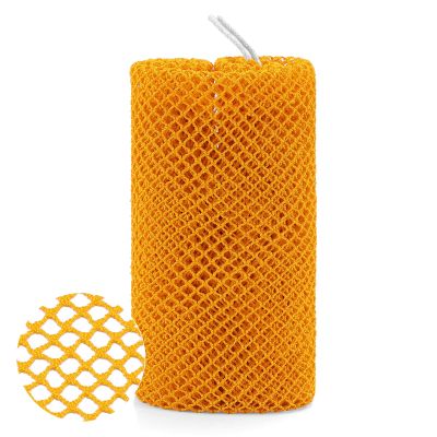 1 Pack Authentic African Net Sponge with Handles, Mesh Body Scrubber, Exfoliating Sponge for Gentle Cleansing & Back, Durable, Portable Bath Sponge (Orange)