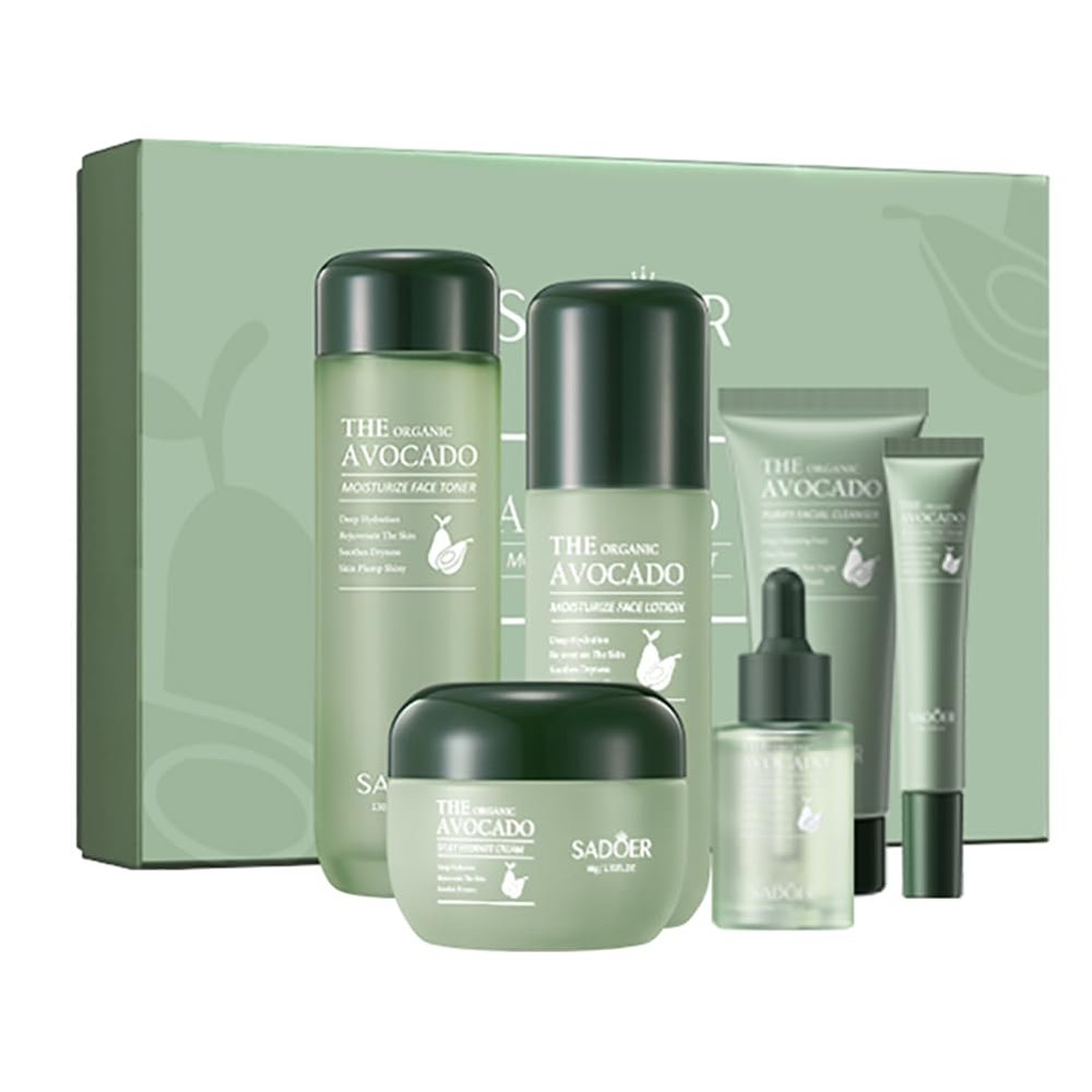 Avocado Skin Care Set, Skin Care Kit with Facial Cleanser, Toner, Serum, Lotion,Cream, Eye Cream, Anti-Aging Smooth Hydrating Skin Care Kit For Women Men
