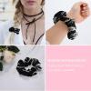 Fashion Big Glossy Scrunchie, Black And White Dinosaur Skull Skeleton Thick Hair Ties Ponytail Holders Scrunchies view 4