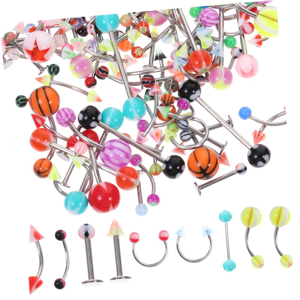 BESPORTBLE 1Set Assorted Body Piercing Jewelry Kit Lip Tongue Nose Eyebrow Studs for Women Chic and Comfortable Piercing Bars for Everyday Outfits and Special