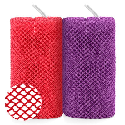 2 Pack Authentic African Net Sponge with Handles, Mesh Body Scrubber, Exfoliating Sponge for Gentle Cleansing & Back, Durable, Portable Bath Sponge (Purple and Red)