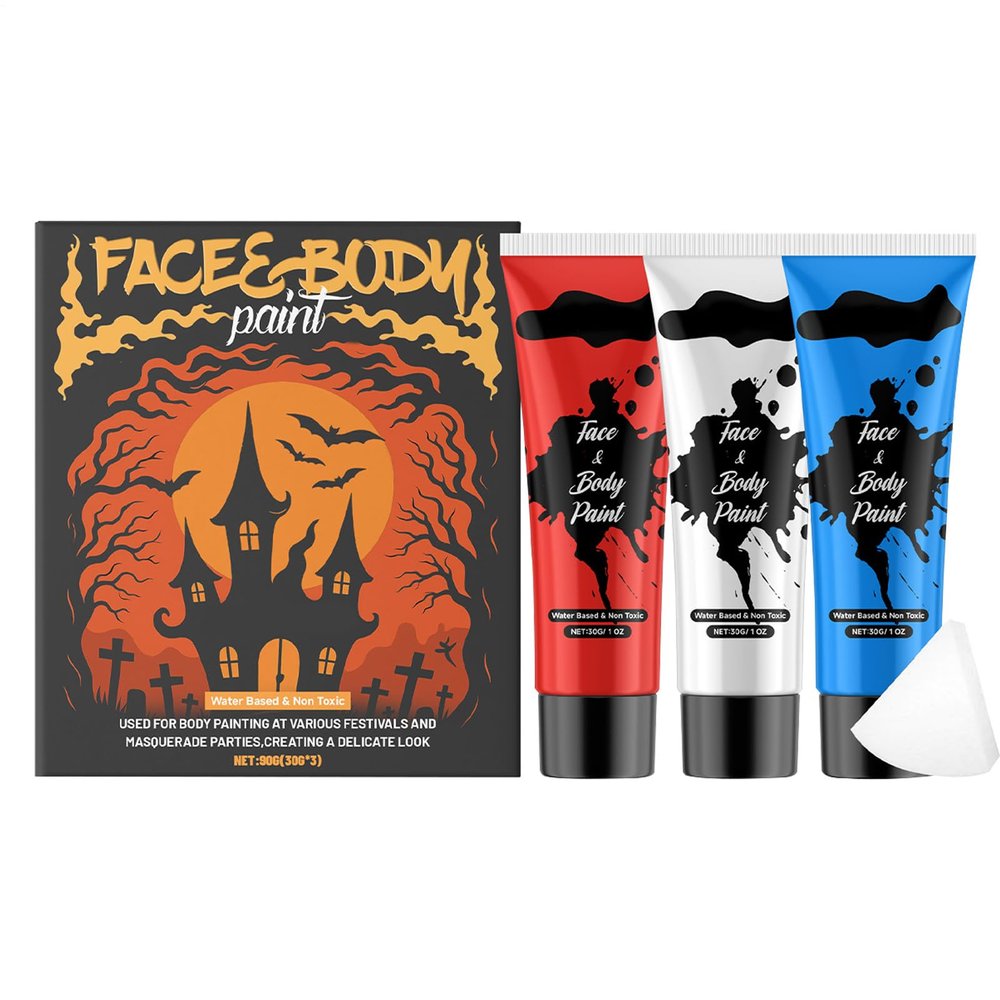 3Pcs Face Body Paint, 3Pcs Professional Paint For Halloween Cosplay Costume Parties | Full-coverage Multi-Color Cream Makeup Body For Adult Halloween Cosplay SFX Makeup
