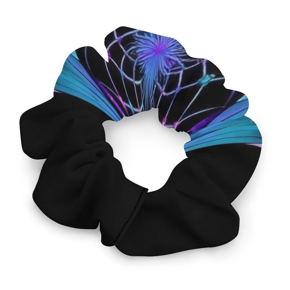 Women's Big Glossy Scrunchie Thick Hair Ties Ponytail Holders Jumbo Scrunchies Owl Rainbow Dream Catcher