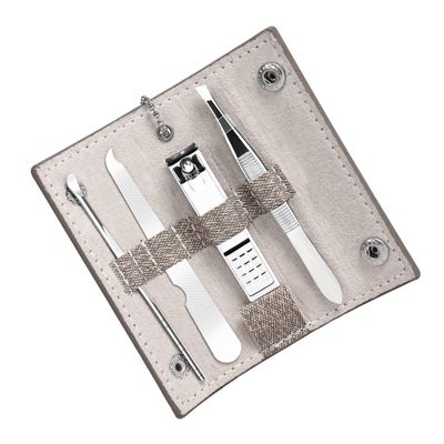 MUCKLILY Nail Clipper Set 4-Piece Kit with Nail File Eyebrow Tweezers Storage Case for Men and Women for Home Use and Travel