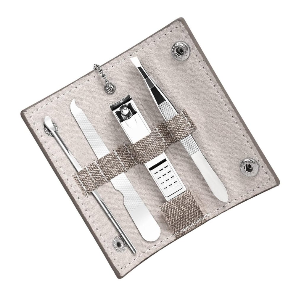 MUCKLILY Nail Clipper Set 4-Piece Kit with Nail File Eyebrow Tweezers Storage Case for Men and Women for Home Use and Travel