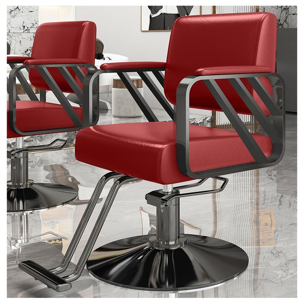 Barber Chair, 360 Swivel Professional Salon Chair with Footrest, Beauty Hydraulic Shaving Styling Hairdresser's Chair for Beauty Spa,Red,C